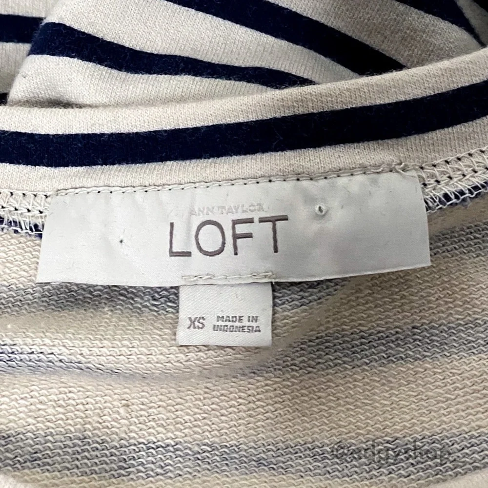 LOFT | Striped Drawstring Sweatshirt Dress - Picture 4 of 5